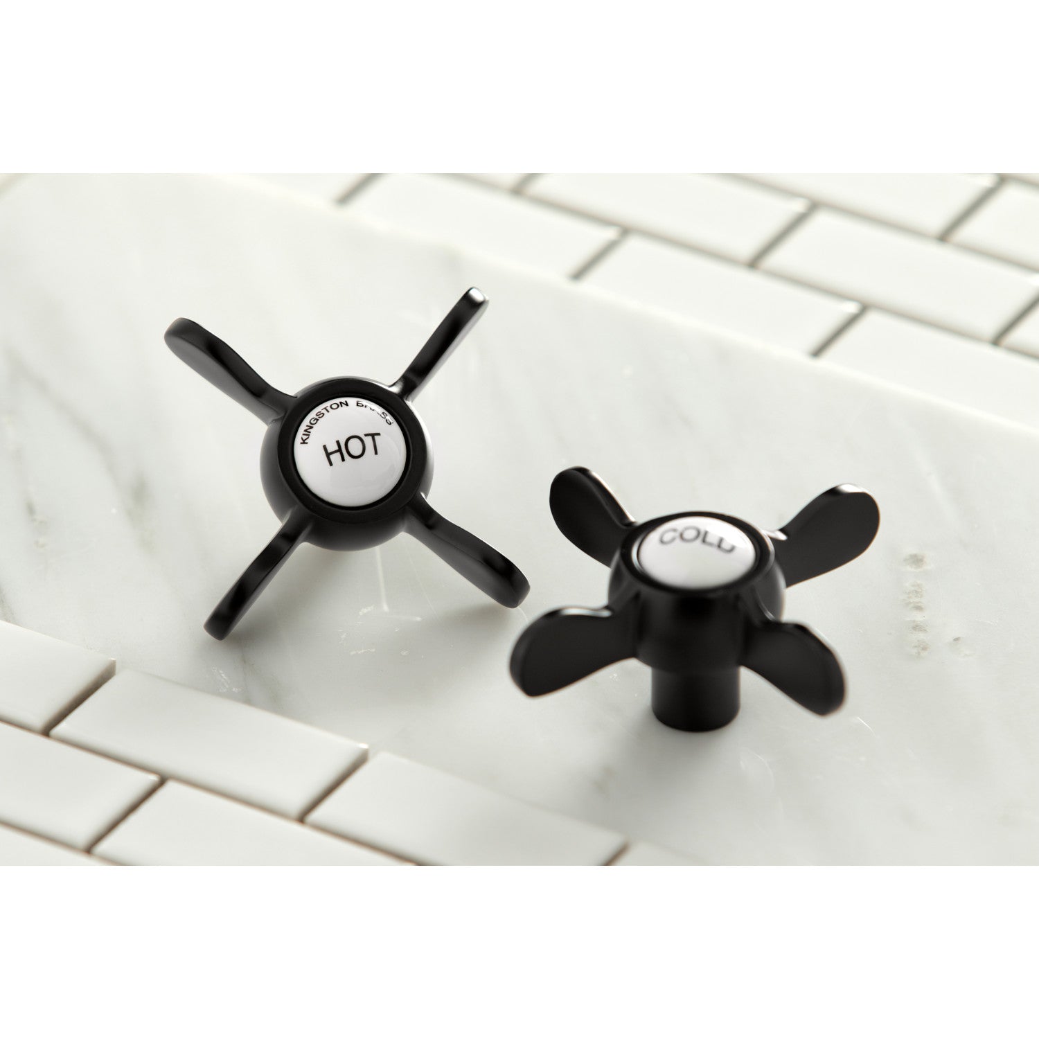 Kingston Heirloom KS3250BEX - Vintage Two-Handle 2-Hole Wall Mount Bridge Kitchen Faucet, Matte Black — thumbnail 3